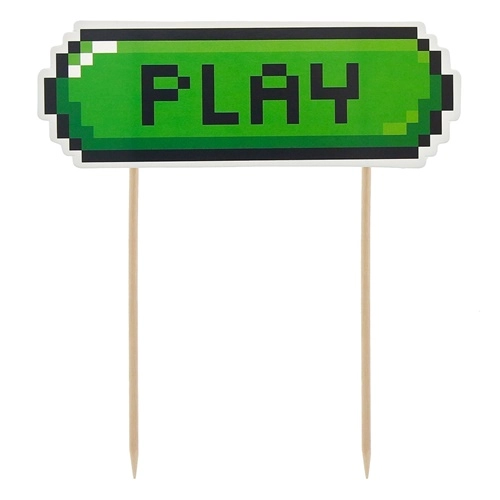 Topper ozdoby na tort napis PLAY minecraft piksele dekoracje urodzinowe